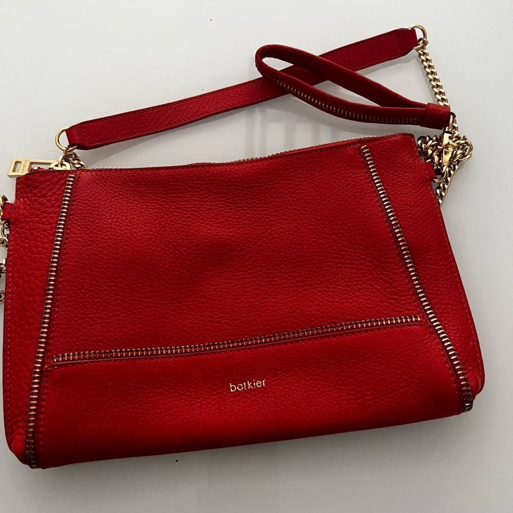 Botkier red zipper convertible crossbody clutch